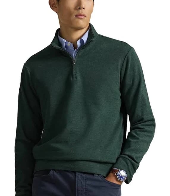 Polo Ralph Lauren Men's Textured Double Knit Quarter Zip Pullover
