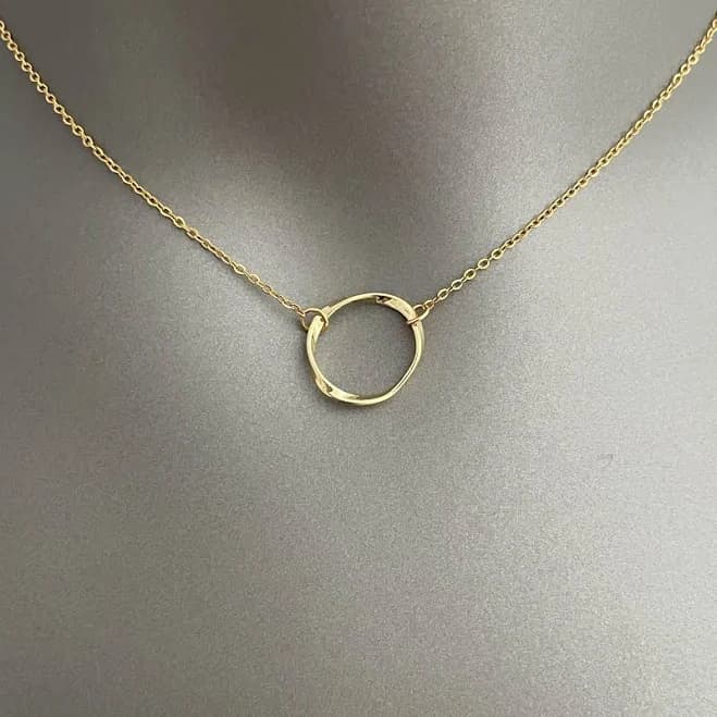 Minimalist Gold Plated Round Pendant Necklace