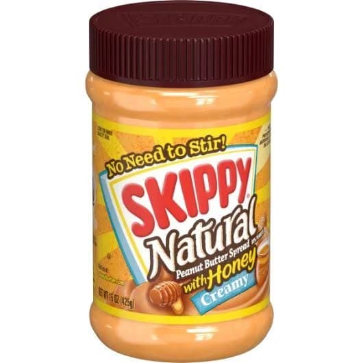 Skippy Natural Creamy Peanut Butter Spread with Honey, 15 Ounce -- 12 per case