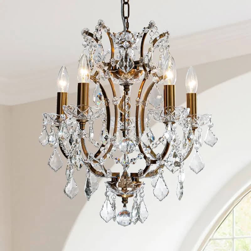 ALOADECOR Lighting 5 -Light Antique Gold Crystal Metal Chandelier L7113D4002A