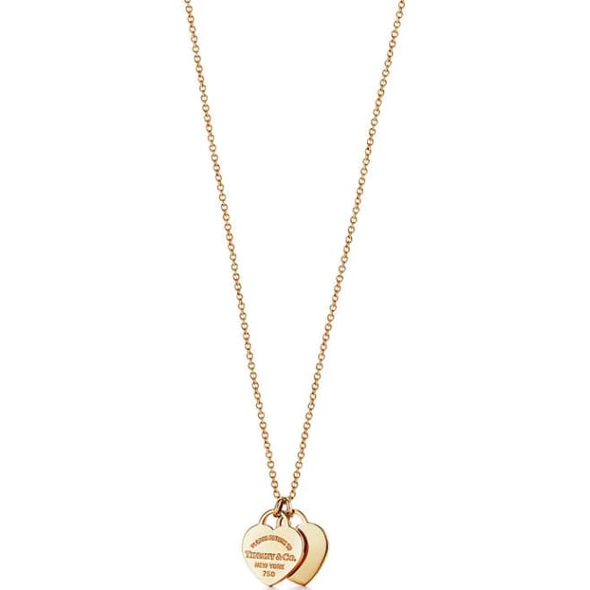 Tiffany Double Heart Tag Pendant in Yellow Gold