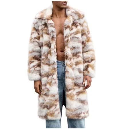 Men's Streetwear Faux Fur Striped Jacket