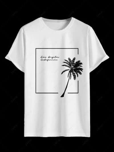 Men's Coconut Palm Tree Graphic Printed Short Sleeve T-shirt