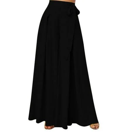 Women's Casual High Waist Pleated Wide Leg Pants