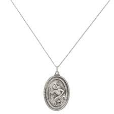 Primal Silver Sterling Silver Antiqued Saint Christopher Medal on 18-inch Cable Chain - Walmart Business Supplies