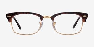 Ray-Ban Clubmaster Square - Browline Black & Silver Frame Eyeglasses | Eyebuydirect
