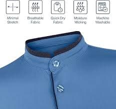 Mio Marino French Collar Henley Polo Shirt for Men – Lightweight - Moisture Wicking – Breathable Fabric - Sky Blue - Medium at Amazon Men's Clothing store