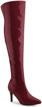 Blissful Step Women's Boots Thigh High Patent Leather Stiletto Heel Pointed Toe Zipper Boots