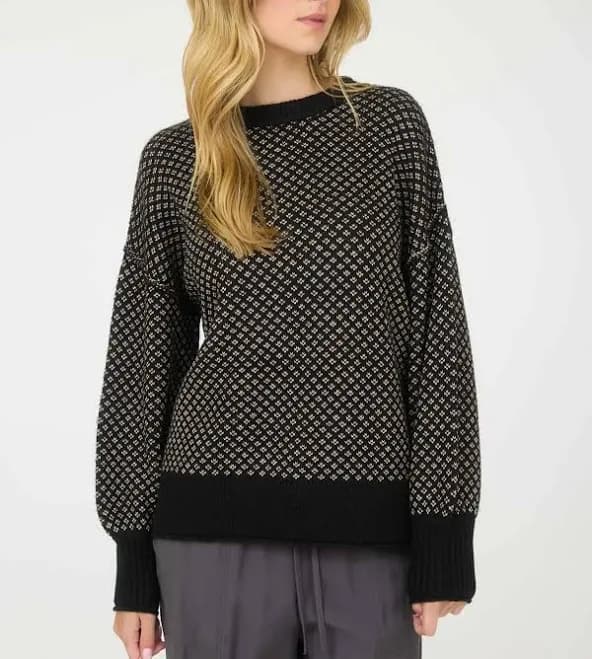 Blu Pepper Women's Mini Jacquard Crewneck Sweater
