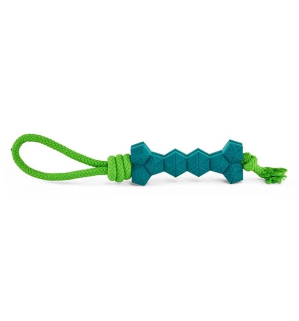 Leaps & Bounds Rubber Bone & Rope Dog Toy