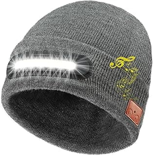 Bluetooth Beanie with Light, Musical Knit Hat with Wireless Headphone, LED Beanie with Bluetooth for Men Women