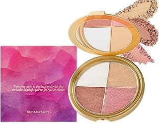 Eye & Cheek Palette - Eyeshadow and Highlighter Makeup, 4-In-1Makeup Palettes Kit, Highlighting Eye & Cheek Palette, Face Highlighter & Glow Blush Palette for Women & Girls