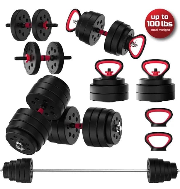 Fitrx SmartBell Gym 100lbs. Adjustable Dumbbells Kettlebells Barbell Weight Set