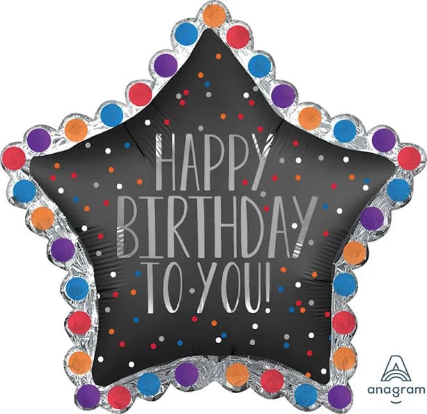 Anagram Happy Birthday to You Satin Star Mylar Balloon