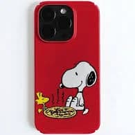 Cute Snoopy Pizza Phone Case, Red Cartoon Character Cover, Fun Aesthetic iPhone 11 12 13 14 15 16 17 Pro Max Plus