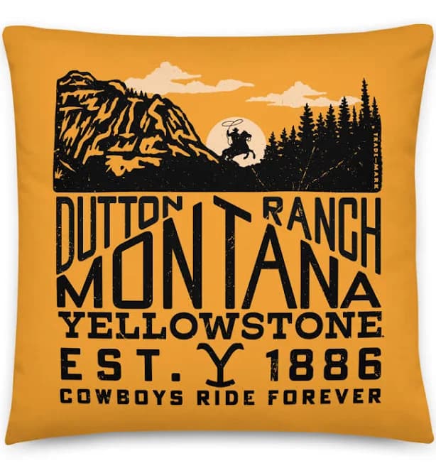 Yellowstone Dutton Ranch Montana Pillow White / 22 in x 22 in