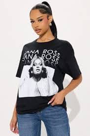 Vintage Diana Ross Glow Oversized Tee - Black | Fashion Nova