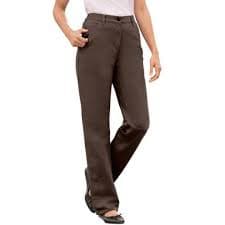 Woman Within Petite Perfect Back-Elastic Gap-Free Straight-Leg Cotton Jeans - 36 WP, Chocolate : Target