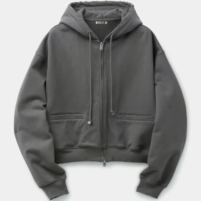 Distressed Zip-Up Hoodie