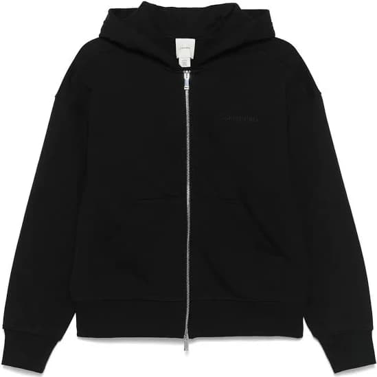 Calvin Klein - logo-embroidered zip-up hoodie - women - Cotton/Cotton - XL - Black