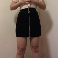 H&M Balck Velvet Zip Up Mini Skirt, Women's Fashion, Bottoms, Skirts on Carousell