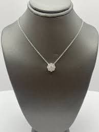 14k White Gold Floral Flower Diamond Pendant | eBay