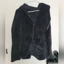 peachy girl | Jackets & Coats | Peachy Girl Black Velour Fluffy Jacket | Poshmark