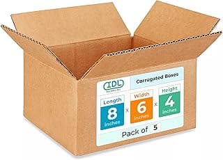 IDL Packaging - B-864-5 Small Corrugated Shipping Boxes 8"L x 6”W x 4"H (Pack of 5) - Excellent Choice of Sturdy Packing Boxes for USPS, UPS, FedEx Shipping