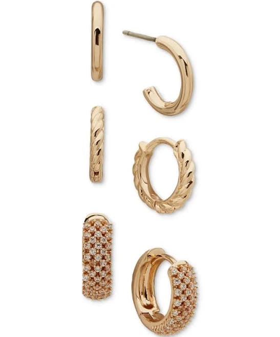 Anne Klein Women's 3-Pc. Set Twist Lattice Hoop Earrings