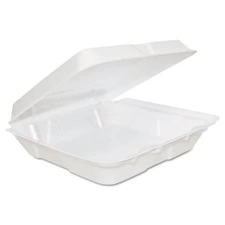 Foam Hinged Lid Containers, 8 X 8 X 2.25, White, 200/carton | Bundle of 2 Cartons
