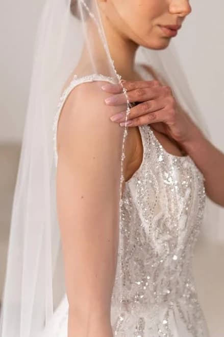 Beaded Edge Chapel Crystal Bridal Veil