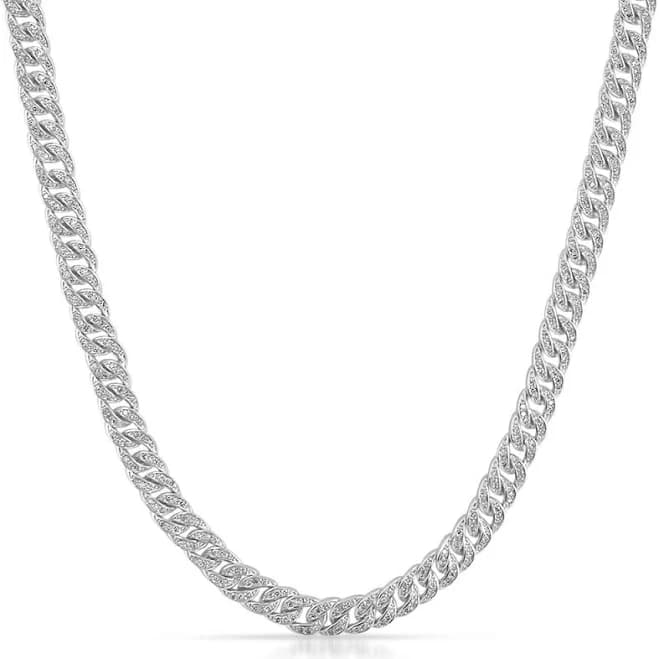 18 Inch Iced Out 925 Sterling Silver Cuban Chain