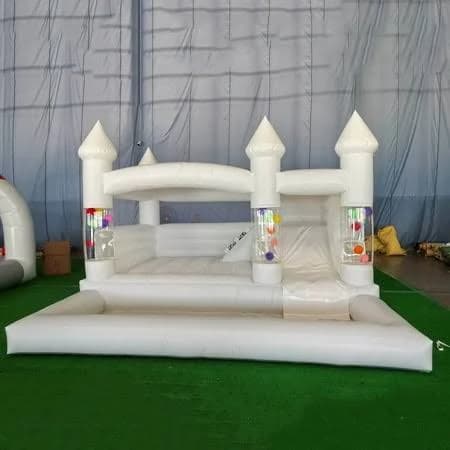 15FT Inflatable White Bounce House for Kids Adult Commercial PVC Bounce House Castle with 950W UL Blower,Slide Big Ball Pit Bounce Area 4in1 Bouncy Castles for Party Wedding Backyard 15x15x10FT