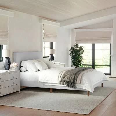 Martha Stewart Britta Upholstered Platform Bed with Rounded Headboard