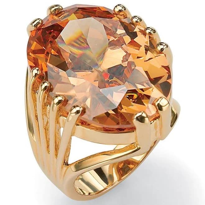 PalmBeach Jewelry 14k Yellow Gold-Plated Oval Cut Cubic Zirconia Ring