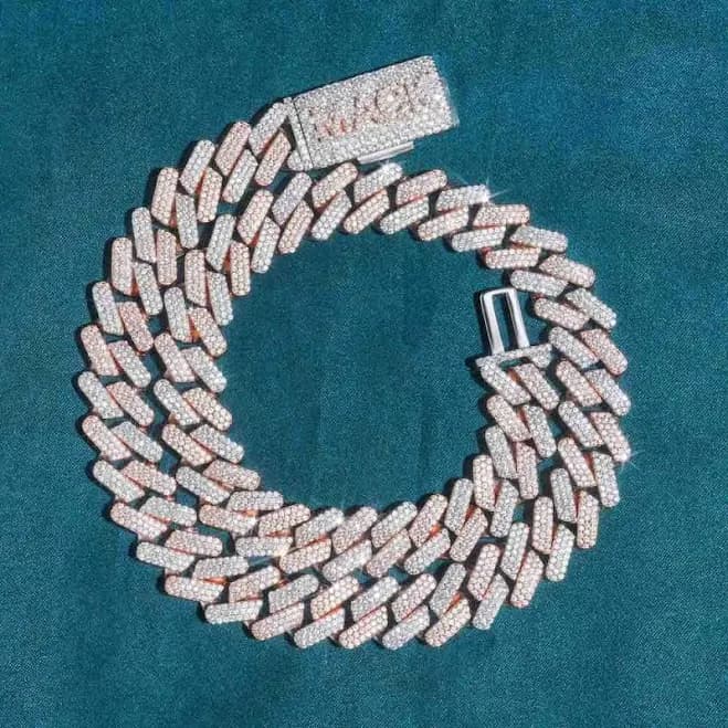 14K Gold Iced Out Cuban Link Chain