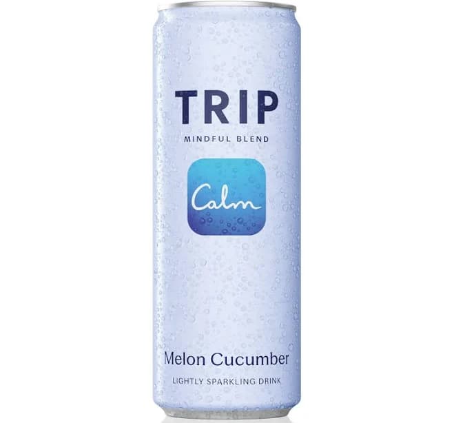 TRIP Mindful Blend | Magnesium-Infused Sparkling Drink | Melon Cucumber (12 Cans) | Lion’s Mane, Ashwagandha & L-Theanine | Alcohol-Free, Low Sugar