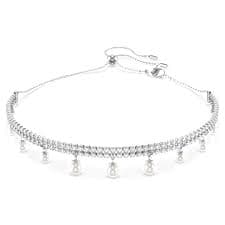 Ariana Grande x Swarovski choker, Crystal pearl, Round cut, White, Rhodium plated