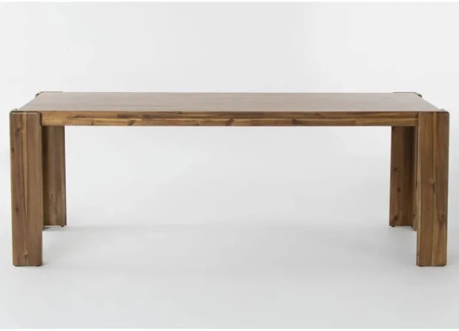 Teyana Brown Acacia Wood 84" Rectangular Parsons Dining Table | 6 Seat - 84"W x 42"D x 30"H at Living Spaces