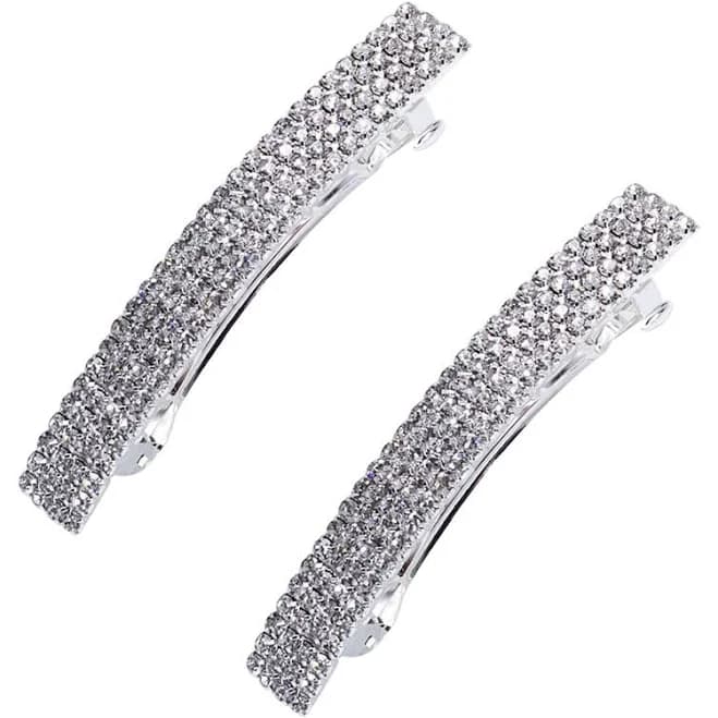 Meisuitd 2 Pcs Sparkly Rhinestone French Hair Barrette