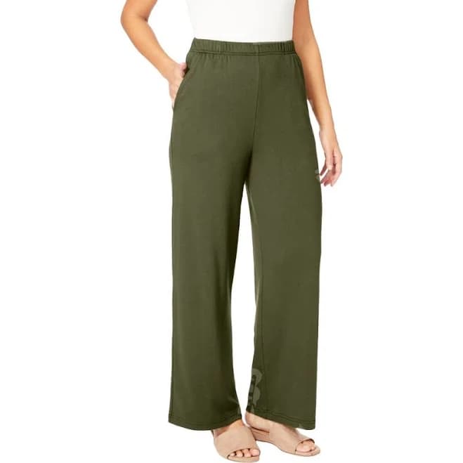 Jessica London Women's Soft Ease Wide-Leg Pants