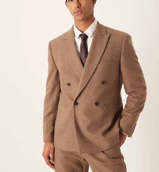 ASOS Design Double Breasted Wool Suit Jacket