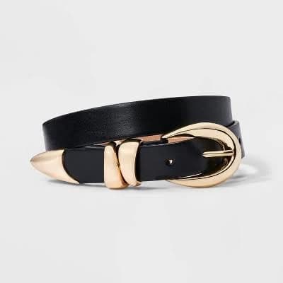 A New Day Women's Organic Gold Buckle Adjustable Skinny Belt