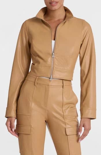 Commando Women's Faux Leather Cropped Biker Jacket