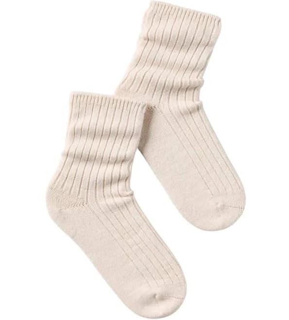 Anthropologie Cashmere Crew Socks - Cream