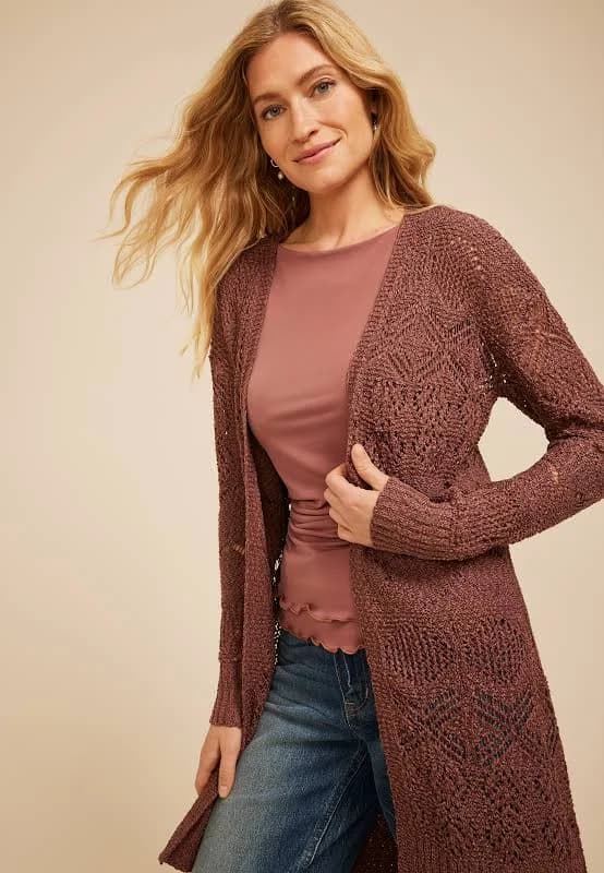 maurices Women's Pointelle Open Front Cardigan