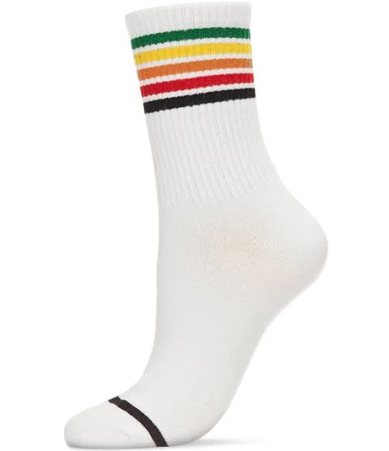 Memoi Rainbow Stripe Athletic Cotton Blend Crew Socks