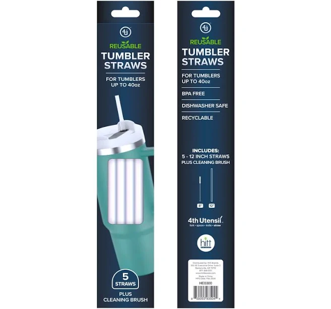 4th Utensil Tumbler Straws with Cleaning Brush