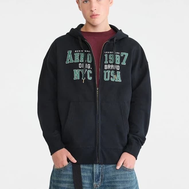 Aeropostale Men's 1987 Heritage Full-Zip Hoodie