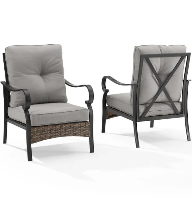 Crosley Dahlia 2Pc Outdoor Metal And Wicker Armchair